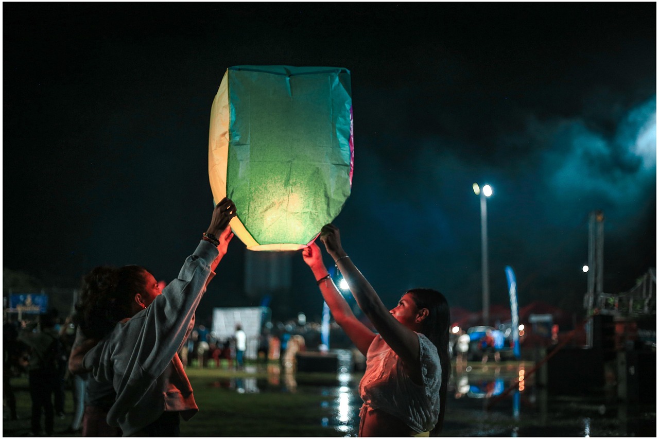 balloons, darling, night, clouds, nature, festival, people, love